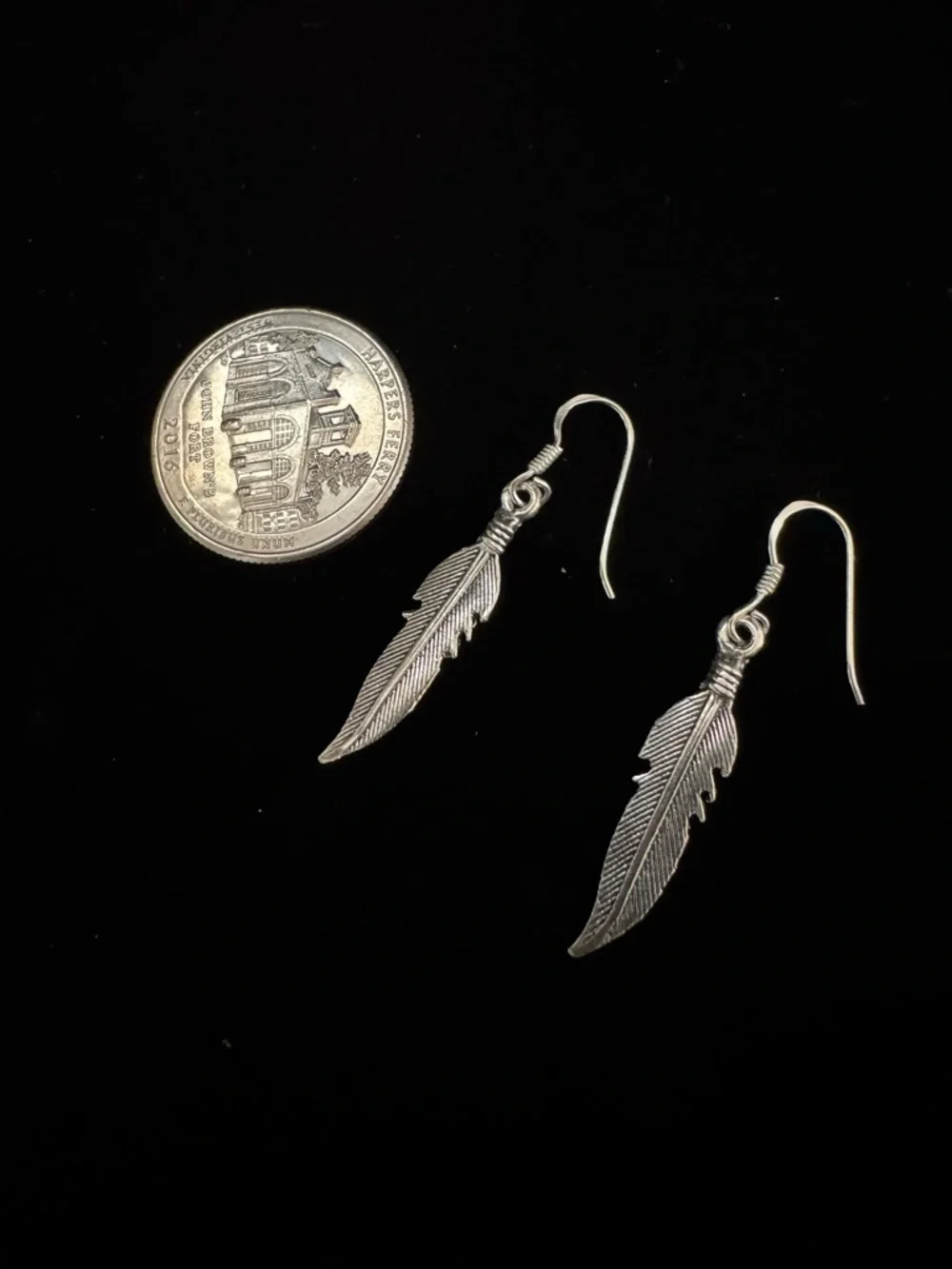 Sterling Silver Feather Drop Earrings - Women Jewelry